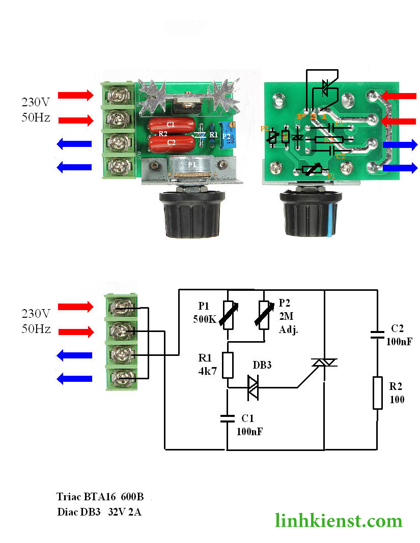 Dimmer 220VAC 2000W Linh kiện điện tử ST site