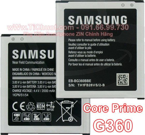 Pin Galaxy Core Prime, J2 EB-BG360CBE 2000mAh ZIN Chính Hãng