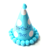 Nón sinh nhật chấm bi xanh Birthday Boy - Birthday boy blue polka dot party hat