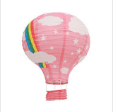 Khinh khí cầu nền hồng ngọc in cầu vồng 40cm - Hotair balloon lantern Rainbow pink sky 40cm