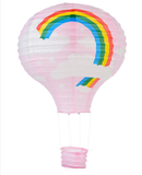 Khinh khí cầu nền hồng phấn in cầu vồng 40cm - Hotair balloon lantern Rainbow light pink sky