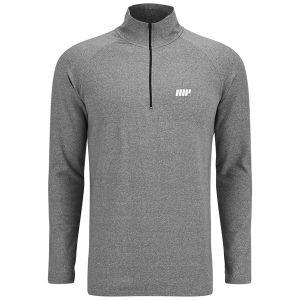 MYPROTEIN MEN'S PERFORMANCE LONG SLEEVE 1/4 ZIP TOP - GREY MARL