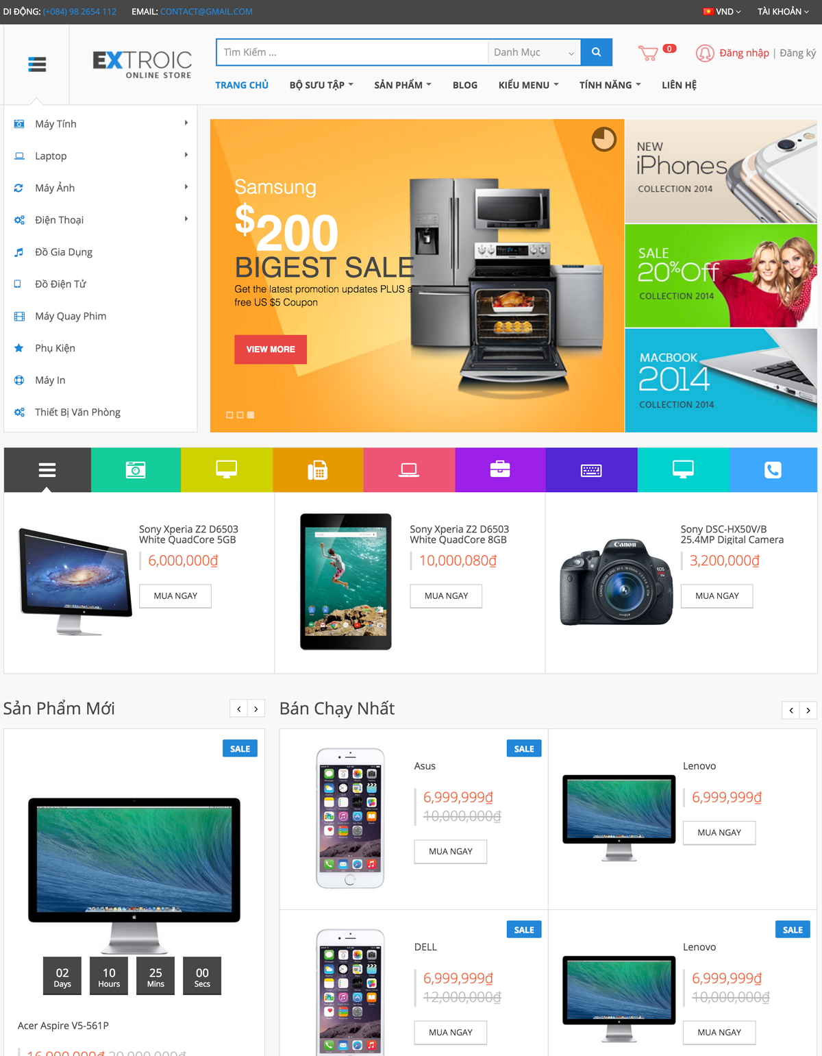 Mẫu website ap extroic store