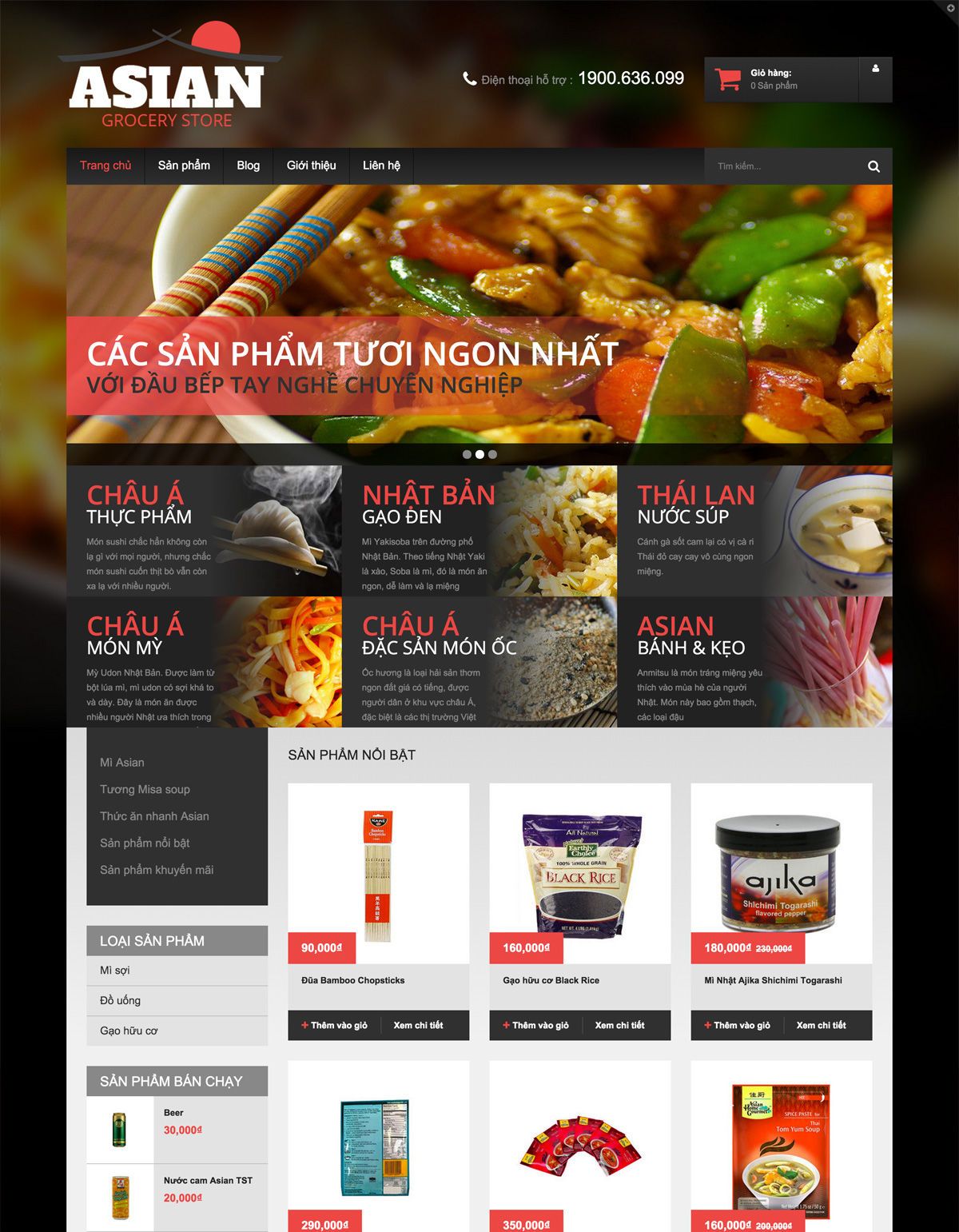 Mẫu website asian cuisine products
