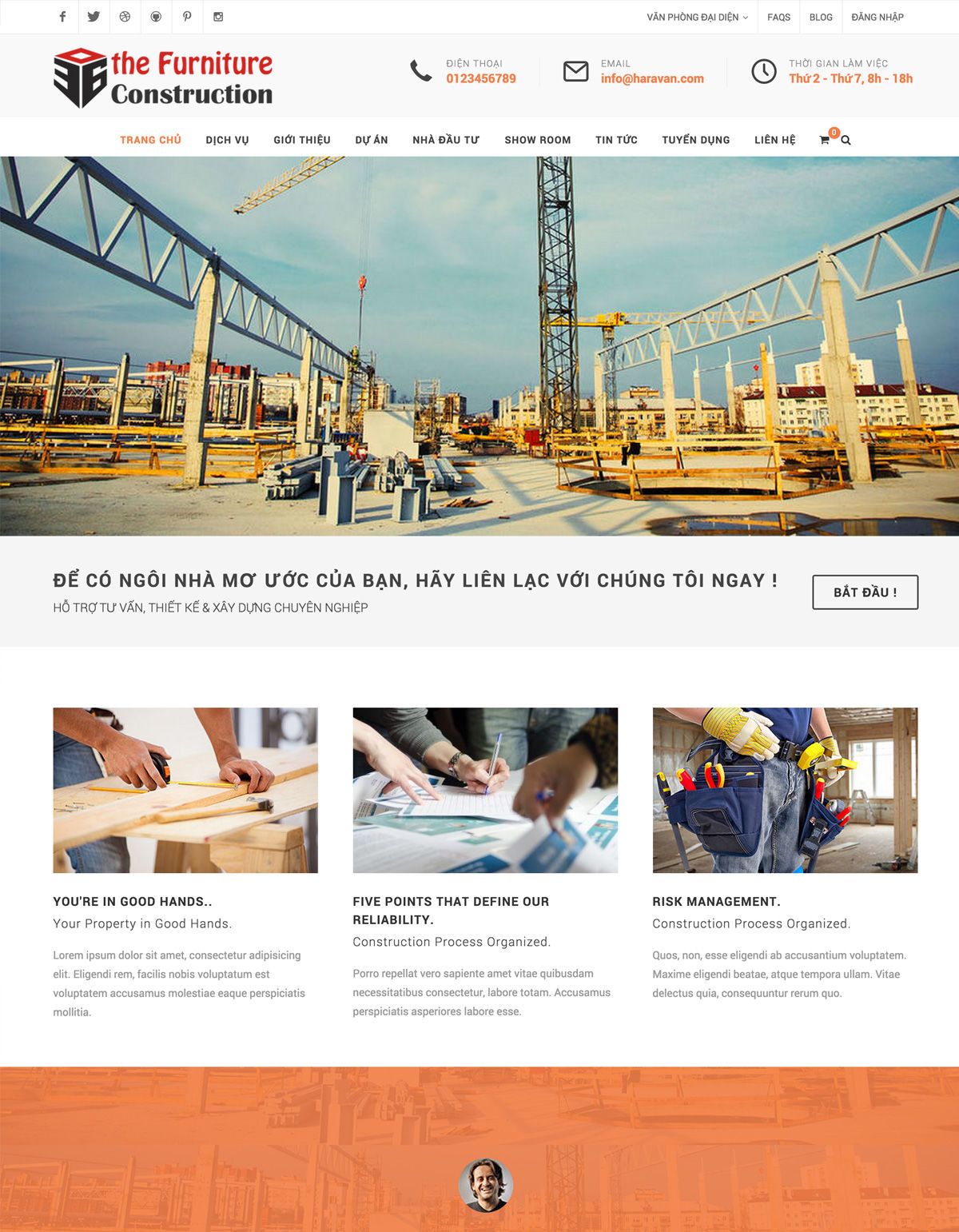Mẫu website the furniture - construction
