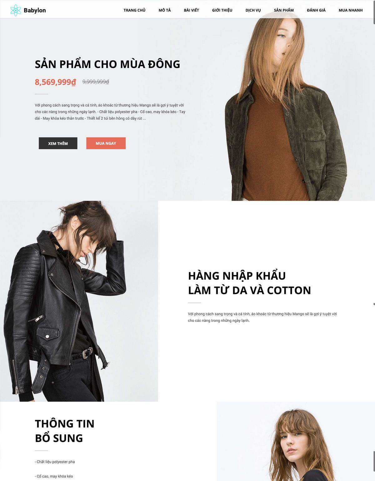 Mẫu website ap landing page fashion