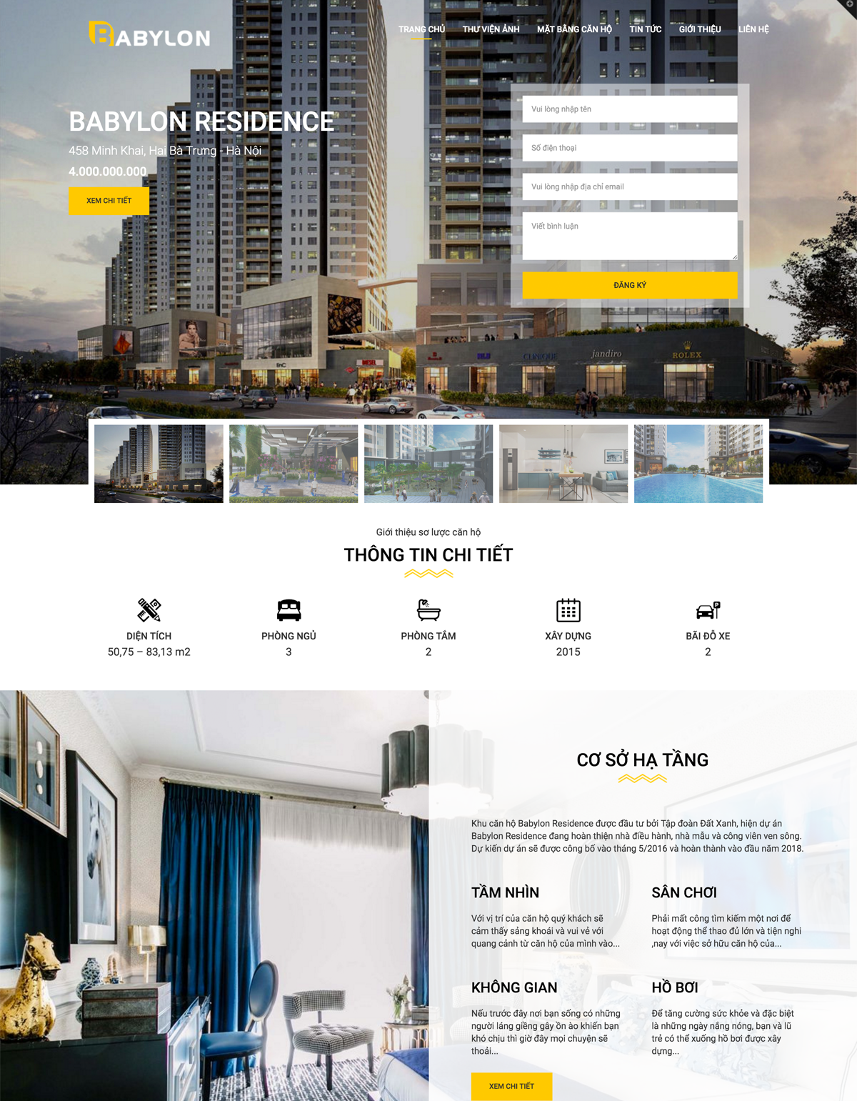 Mẫu website babylon residence