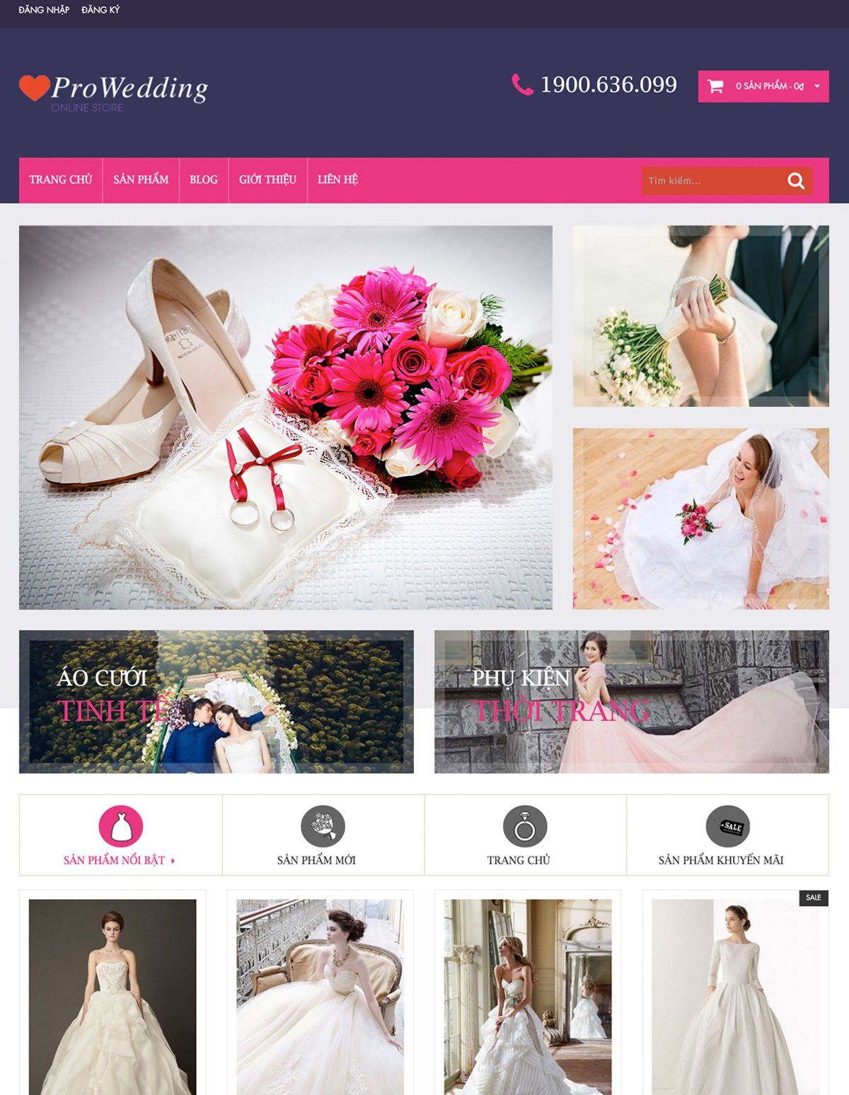 Mẫu website prowedding store