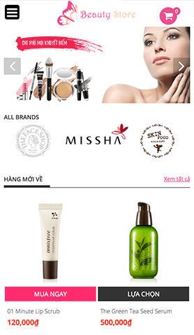 Mẫu website the beauty store