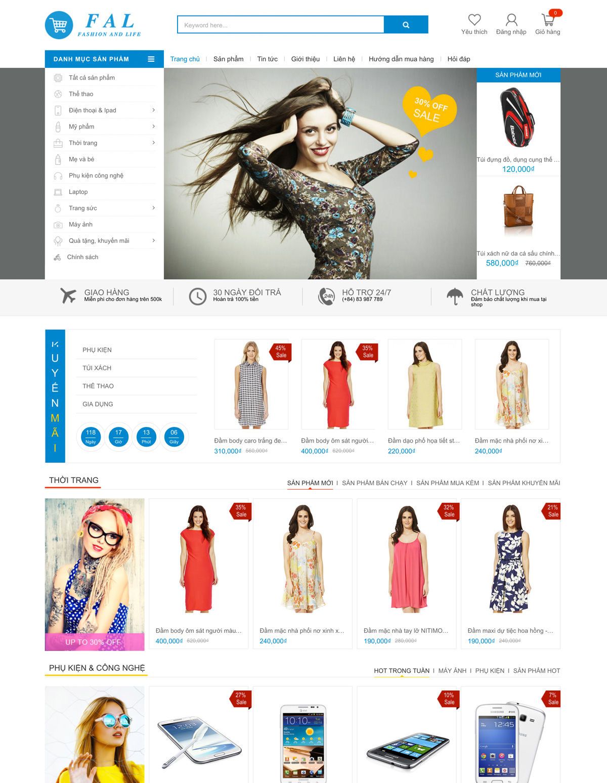 Mẫu website fashion and life