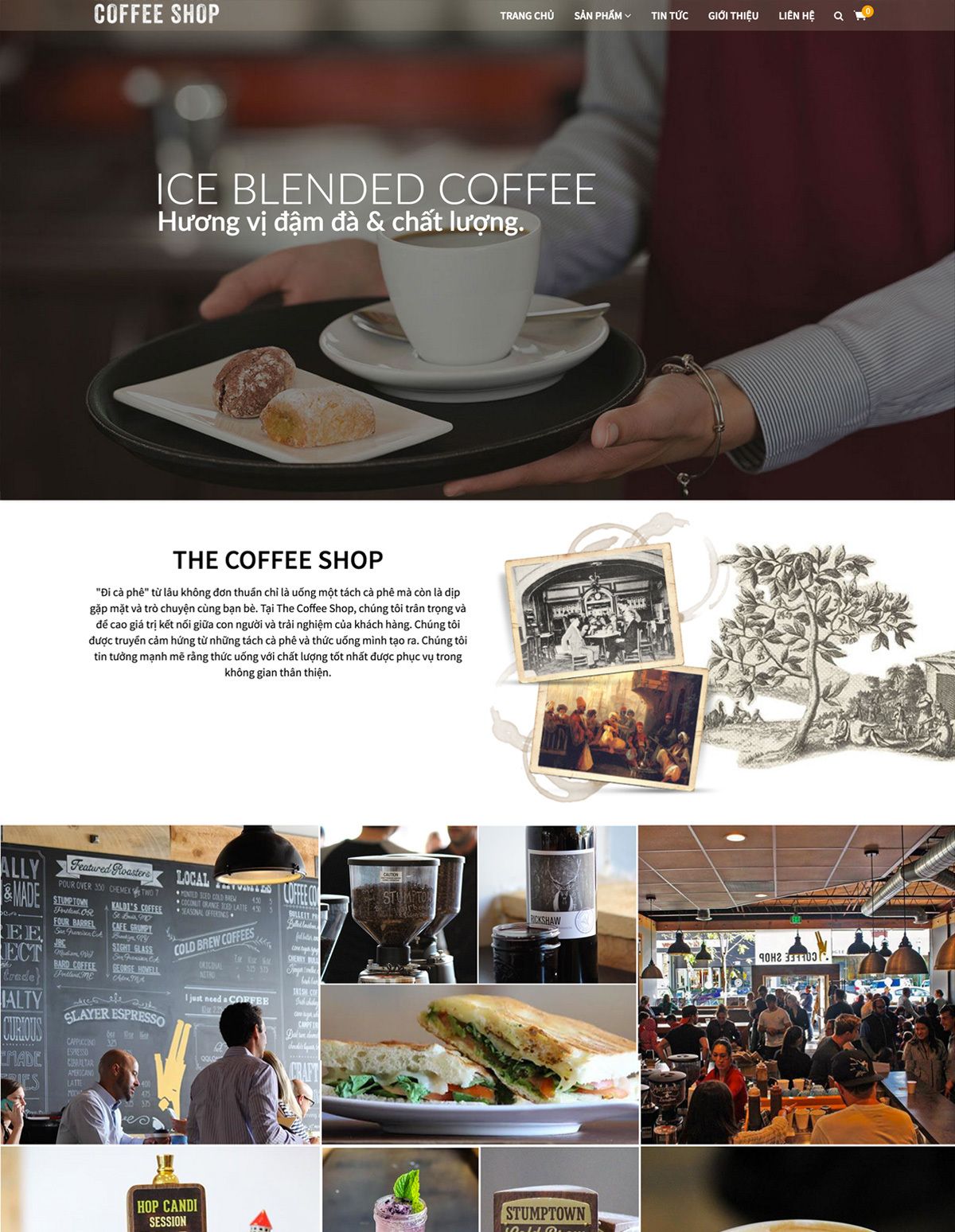 Mẫu website the coffee shop