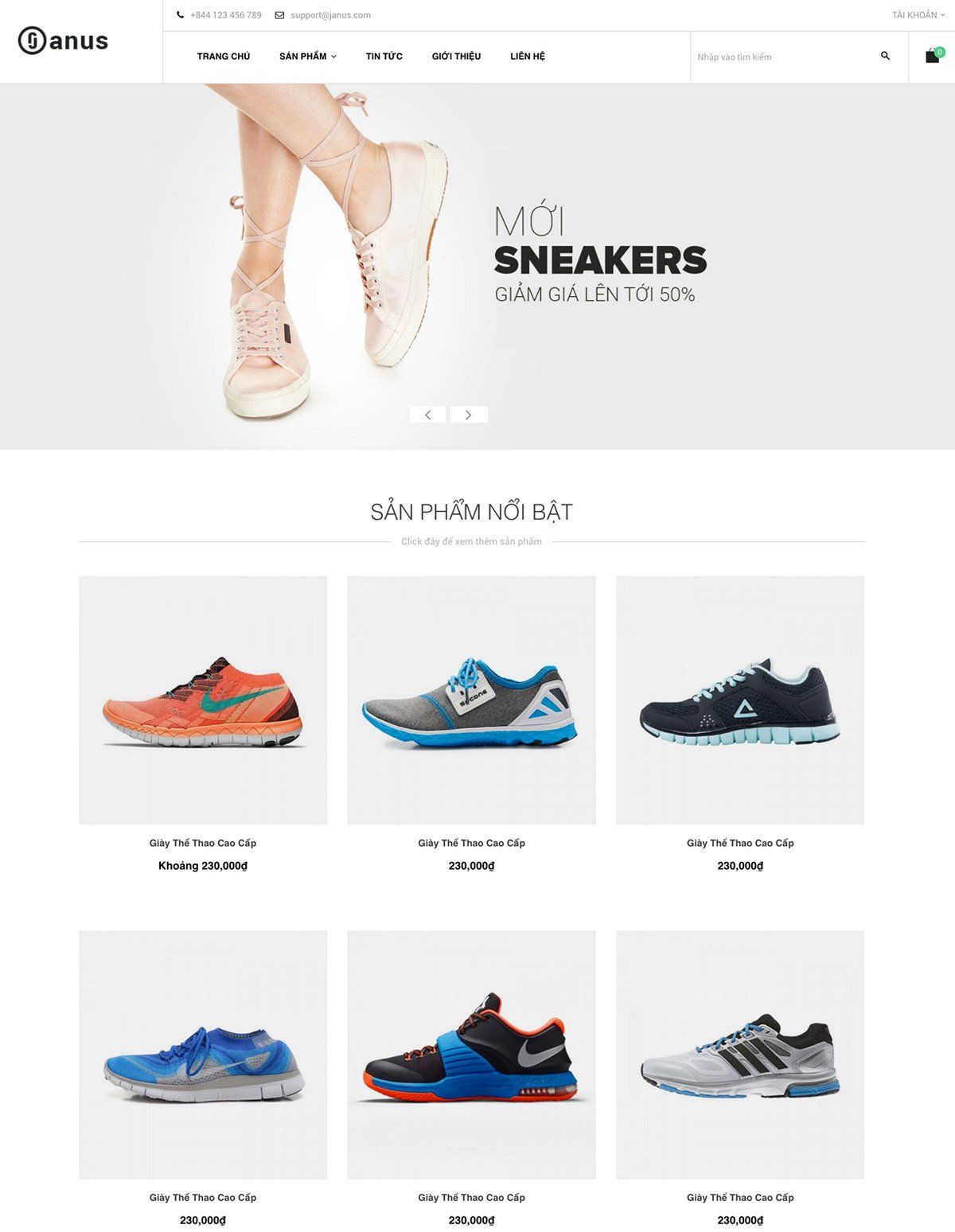 Mẫu website thời trang janus