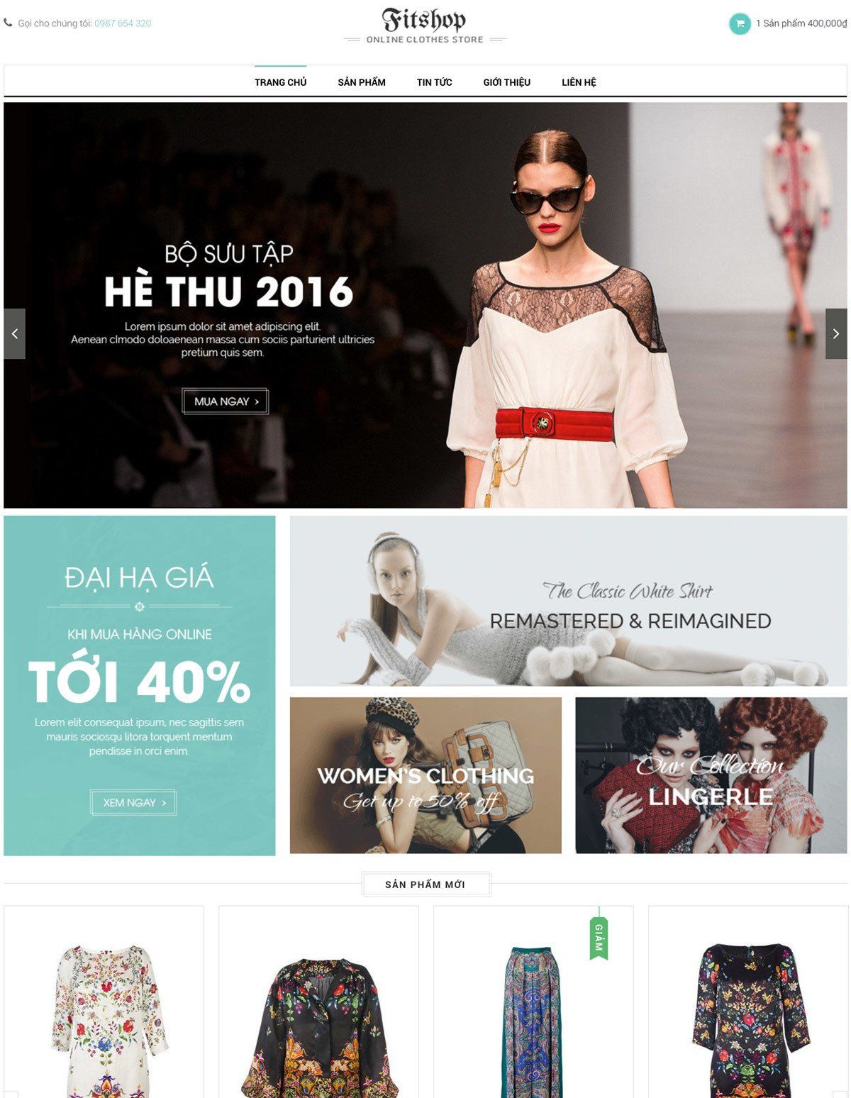 Mẫu website thời trang fitshop