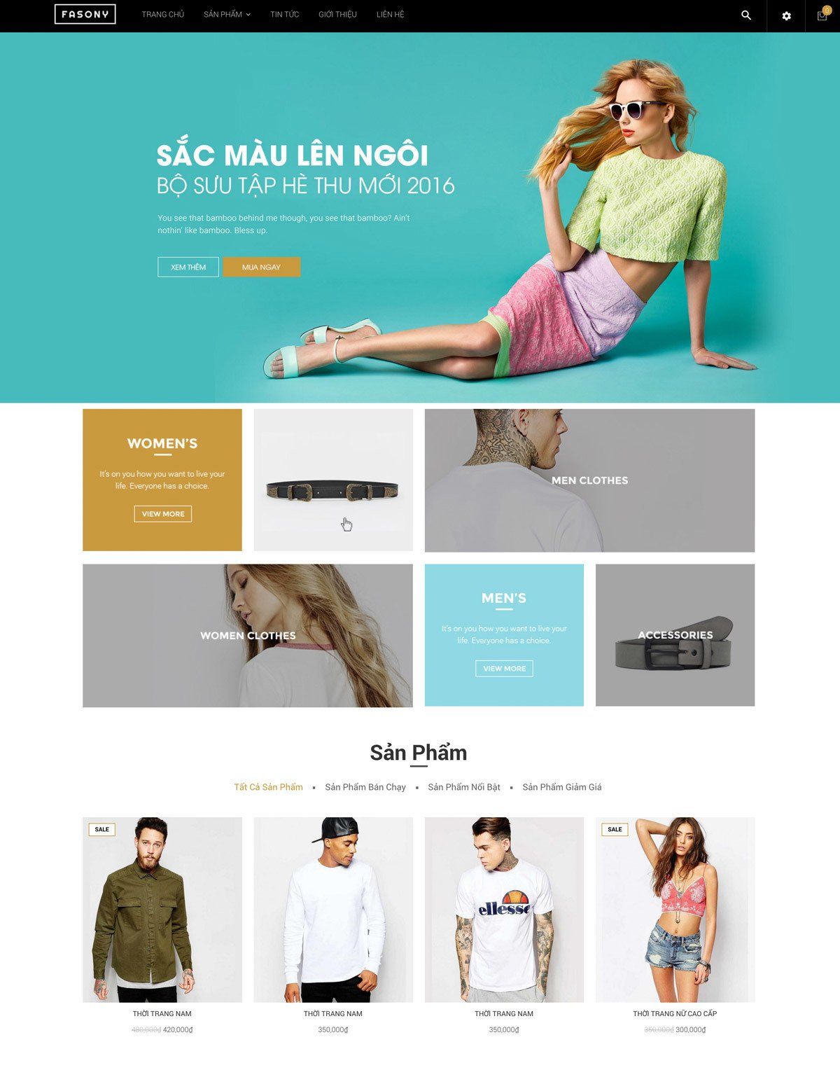 Mẫu website thời trang fasony