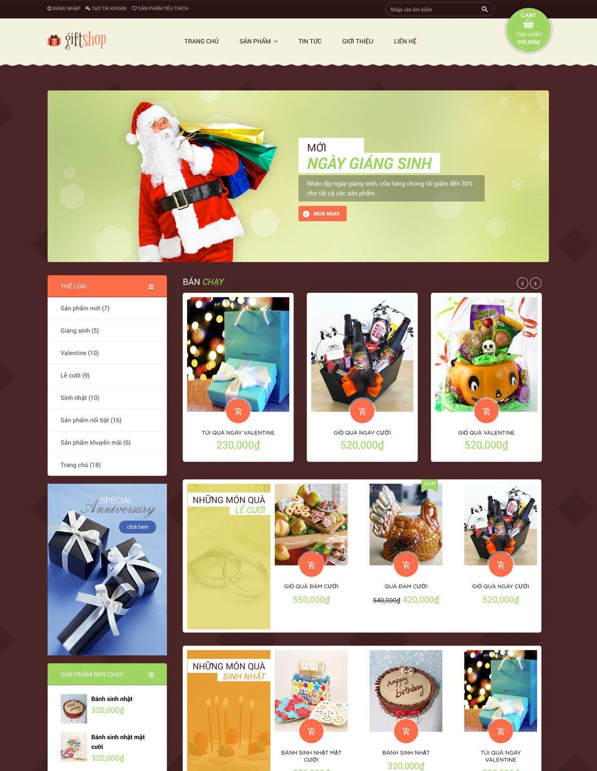 Mẫu website quà lưu niệm giftshop