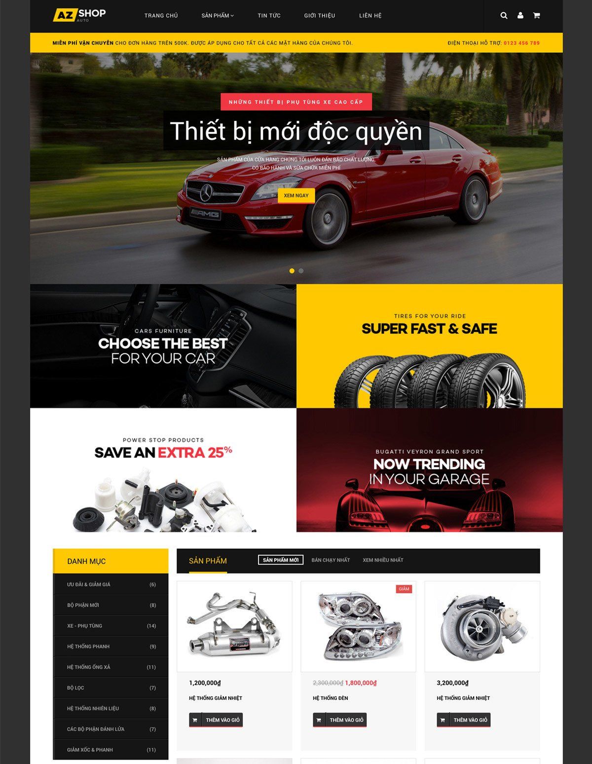 Mẫu website phụ tùng ôtô azshop