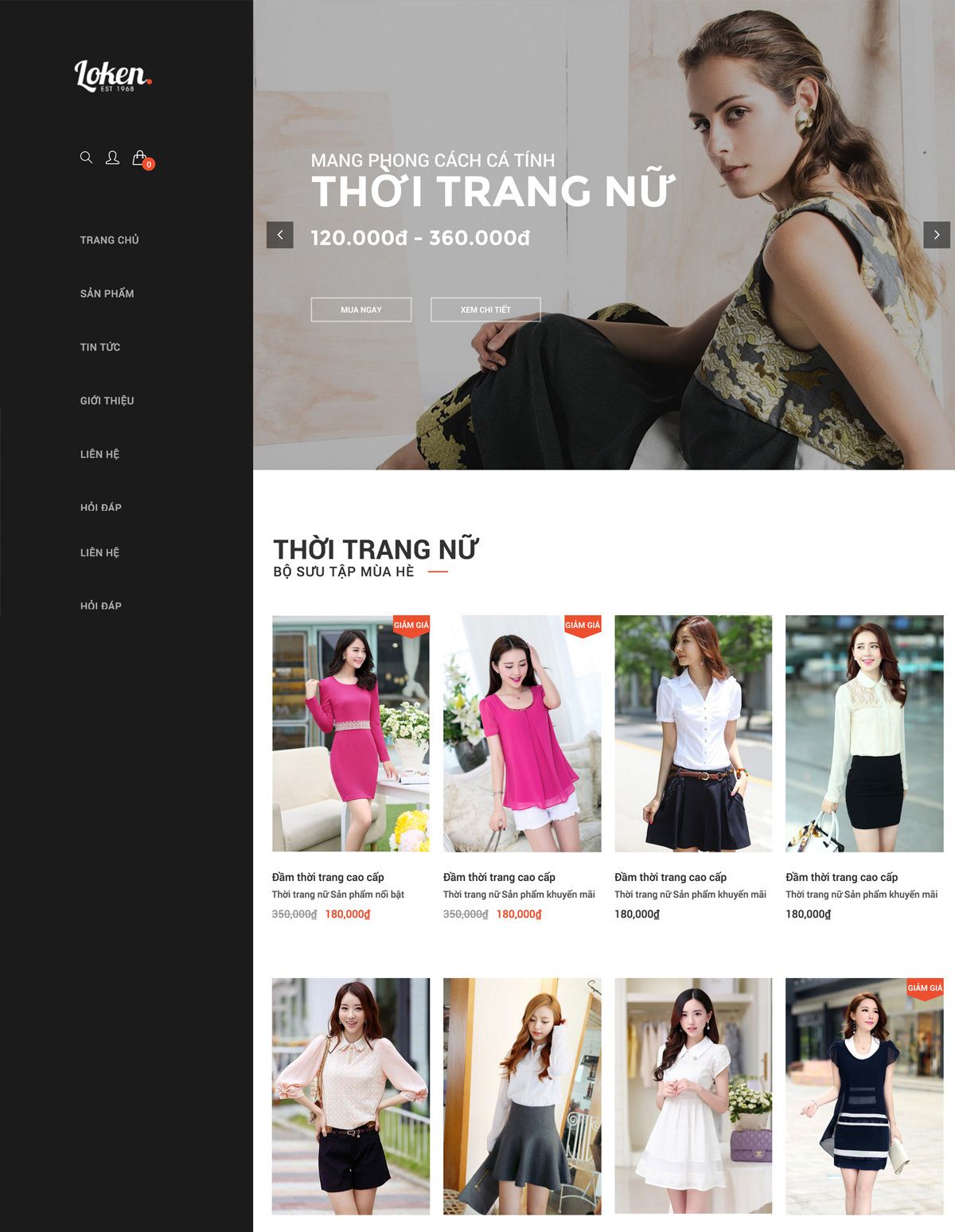 Mẫu website thời trang lokens