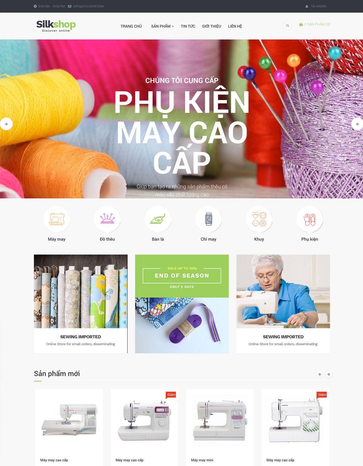 Mẫu website phụ kiện may silkshop