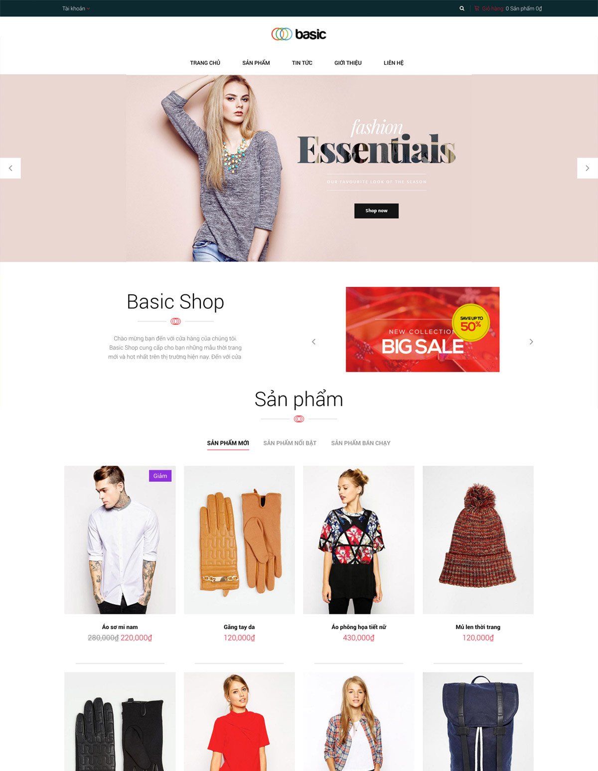 Mẫu website thời trang cao cấp basic