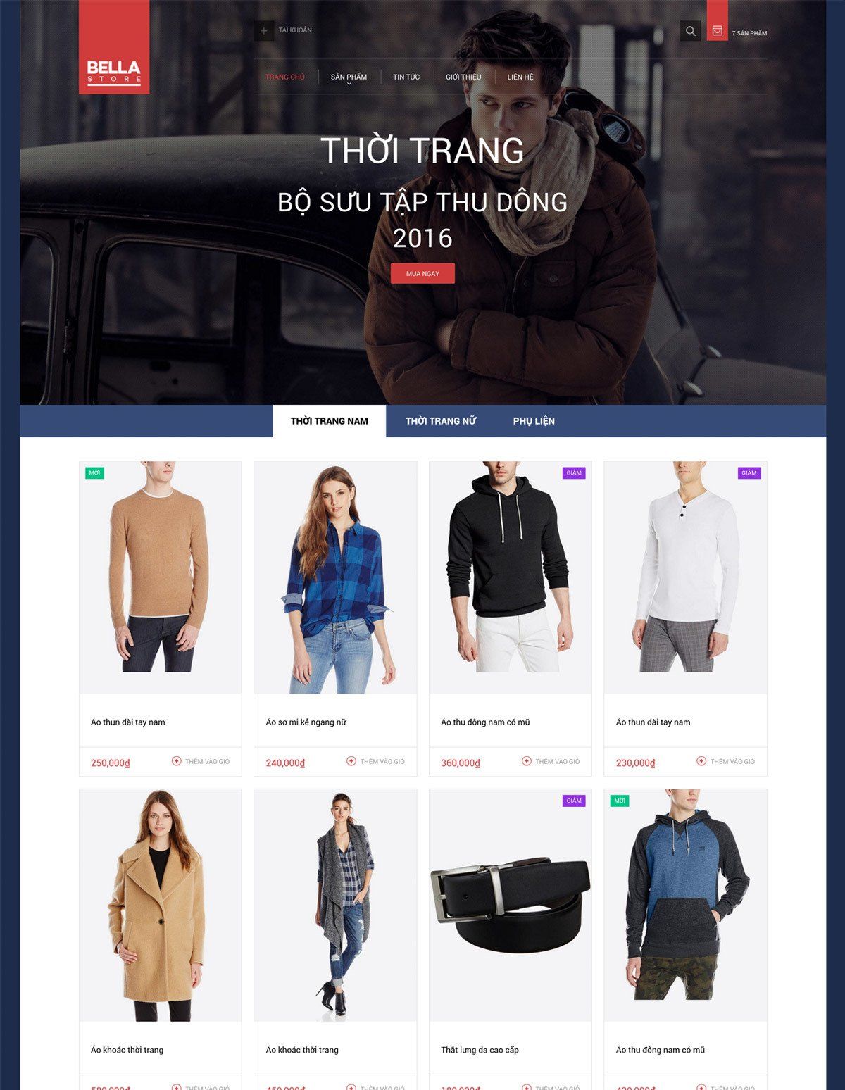 Mẫu website thời trang bella
