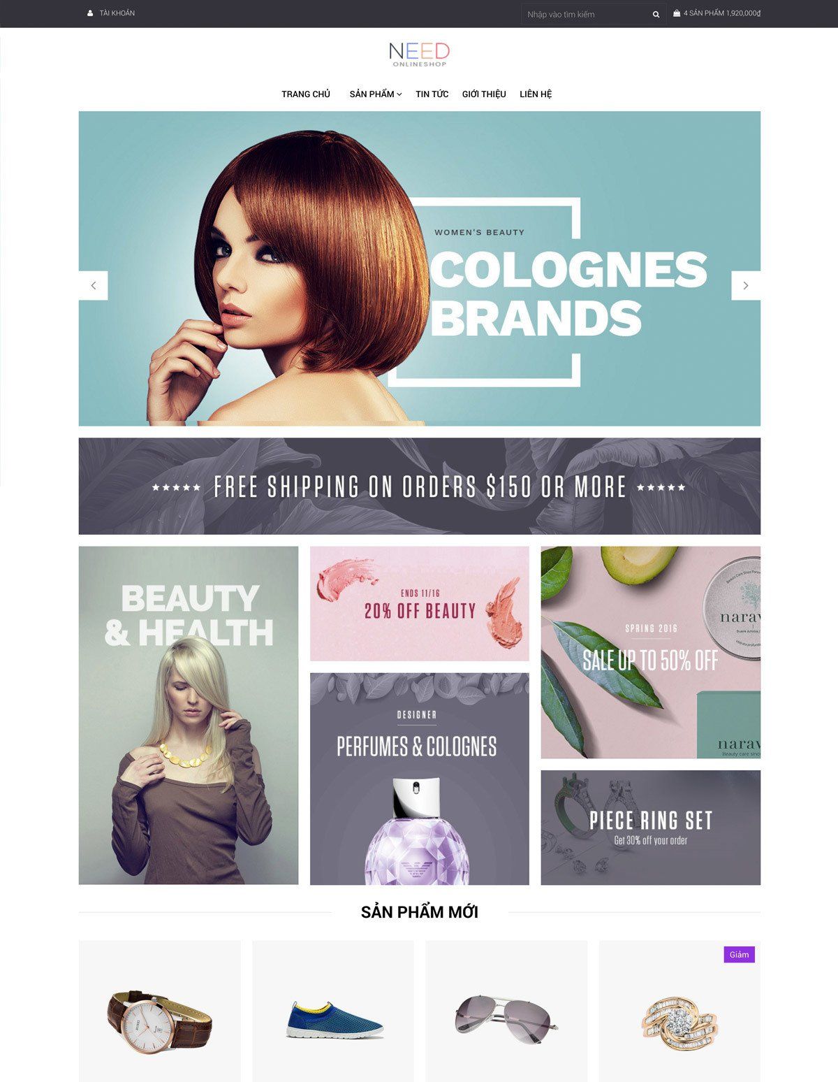 Mẫu website thời trang need