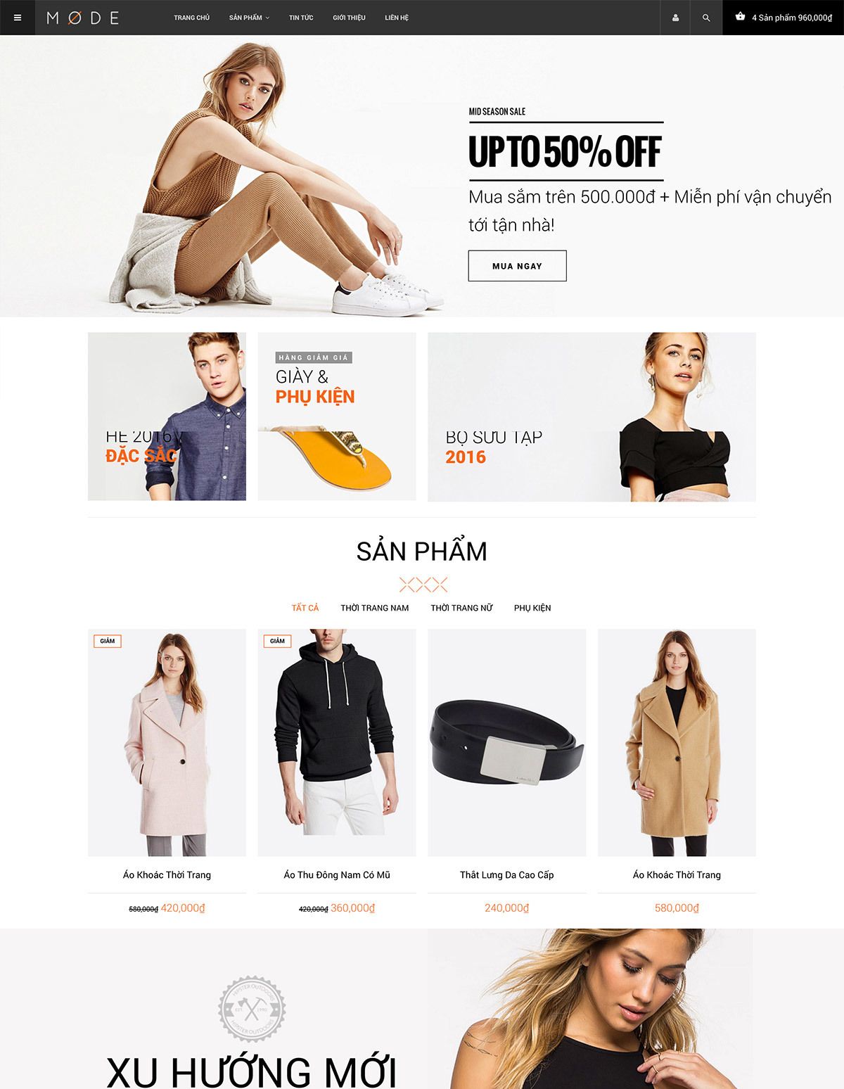 Mẫu website thời trang mode shop