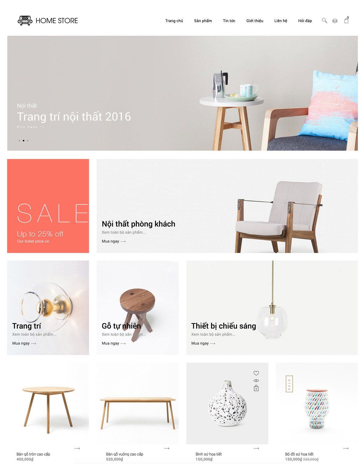 Mẫu website nội thất cao cấp home store
