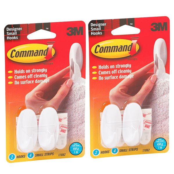 Command 17082 - Ganci Adesivi Rimovibili, Set Da 2, Fino A 450g Di Portata, Senza Danni Per Pareti, Ideale Per Casa E Ufficio
