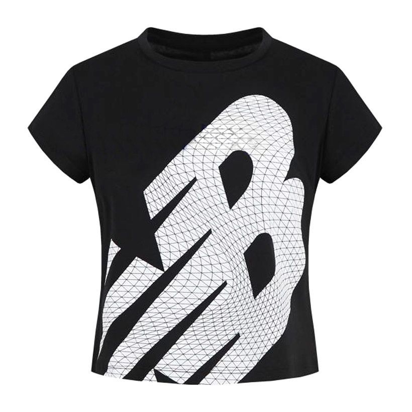  New Balance - Áo Thun Thể Thao Nữ Running T-Shirt ASWT5210BK (Đen phối Trắng) 