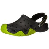  Crocs - Giày lười nam Swiftwater Clog M Black Volt Green 202251-09W (Đen xanh lá) 