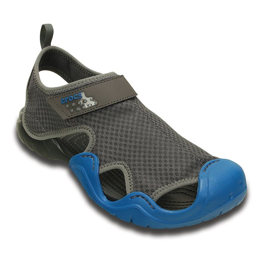  Crocs - Giày xăng đan nam Swiftwater Sandal M Graphite Ultramarine 15041-0CP (Đen phối xanh) 