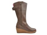  Crocs - A-Leigh Leather Giày Cổ Cao Boot W-Espresso/Walnut Nữ 