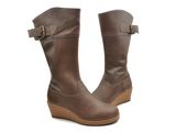  Crocs - A-Leigh Leather Giày Cổ Cao Boot W-Espresso/Walnut Nữ 