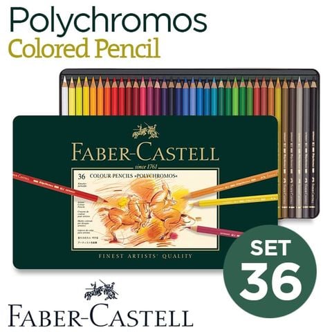 Bộ chì màu Faber Castell Polychromos 36 cây, hộp thiếc