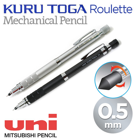 Bút chì kim tự xoay Uni Kuru Toga Roulette, thân bút kim loại