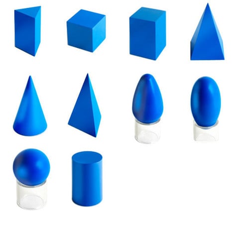 Hộp đựng khối hình học màu xanh<br>Blue Geometric Solids with Box