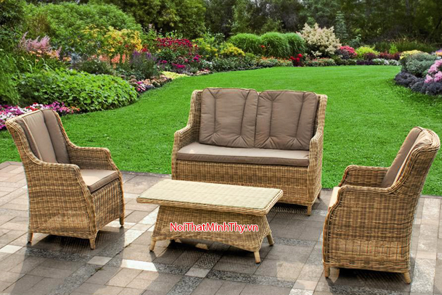 sofa nhựa giả mây