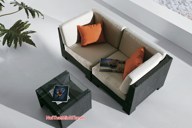 sofa nhựa giả mây