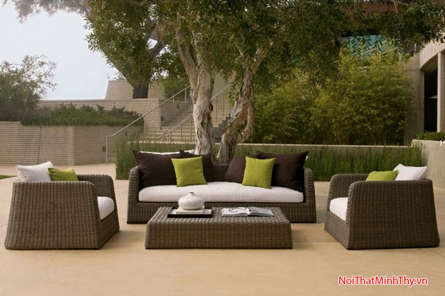 sofa nhựa giả mây đan dây bán nguyệt