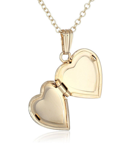 14k Girl's Gold-Filled Children's Petite Beaded Edge Heart Locket Necklace, 15