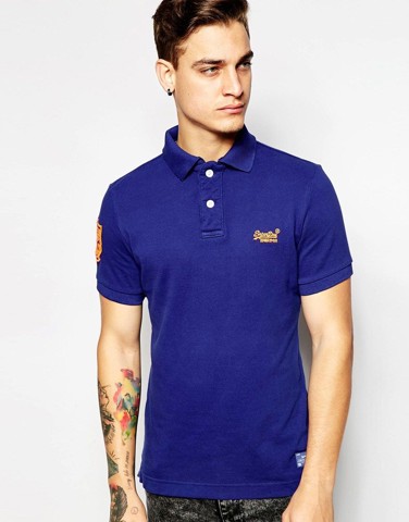 Superdry Classic Pique Polo Shirt with Sleeve Embroidery