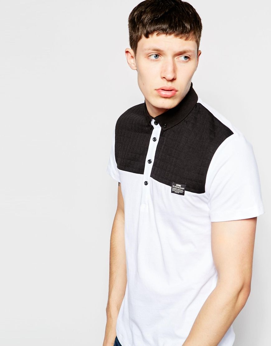 Jack & Jones Polo Shirt with Quilted Contrast Yoke