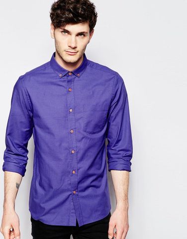 ASOS Oxford Shirt In Solid Dye With Long Sleeves
