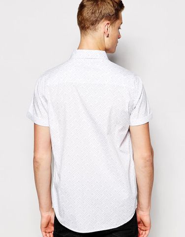 New Look Short Sleeve Shirt in Tonal Rectangle Print