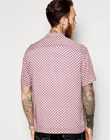 ASOS Shirt In Short Sleeve With Polka Dot Print