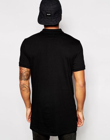 ASOS Longline Polo Shirt With Pocket Emboidery