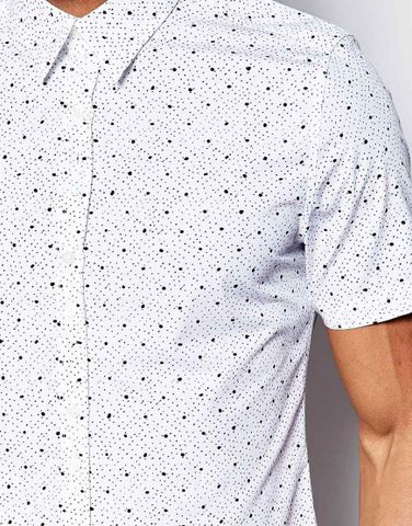 PS by Paul Smith Shirt with Spot Print Slim Fit Short Sleeves