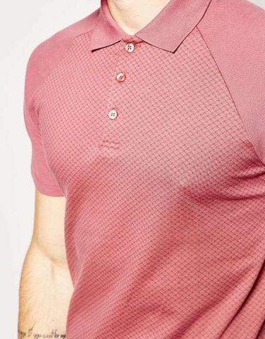 Jack & Jones Polo Shirt with All Over Print & Contrast Raglan SleevesB