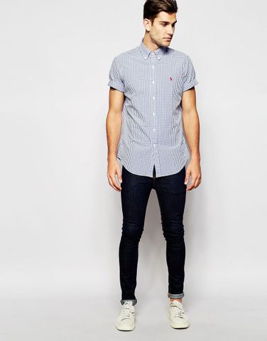 Polo Ralph Lauren Shirt in Gingham Check Short Sleeves Regular Fit