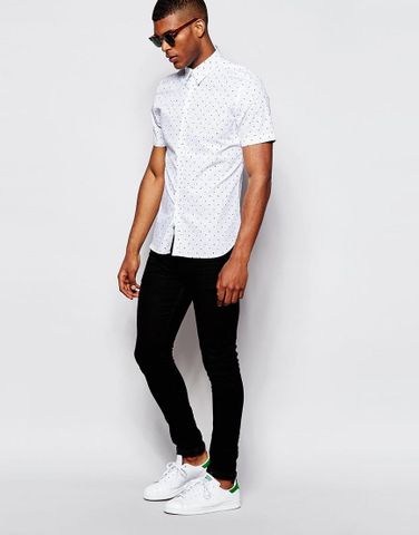 PS by Paul Smith Shirt with Spot Print Slim Fit Short Sleeves